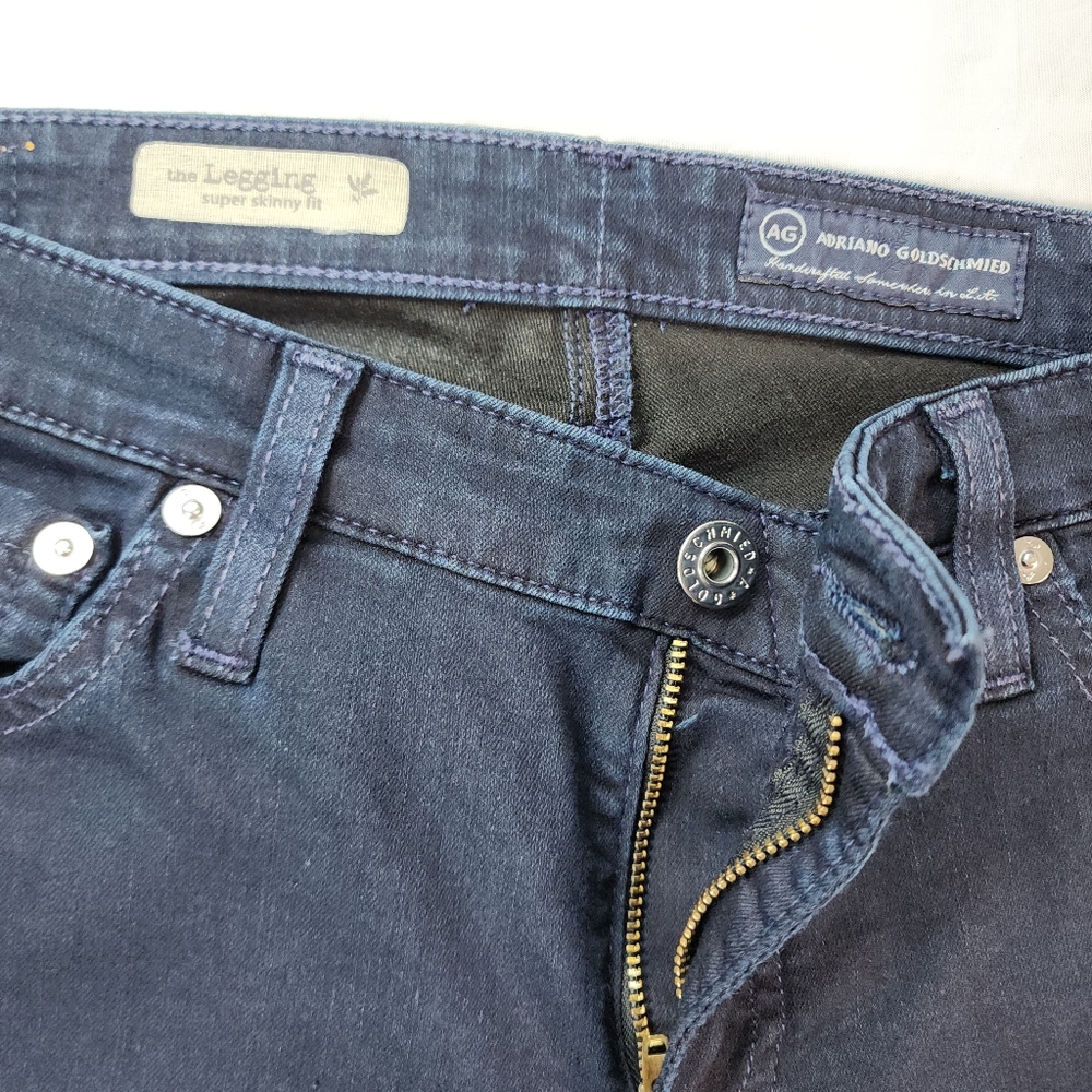 AG The Legging Dark Blue Solid Wash Slim Straight Jeans Size 30R - Picture 3 of 10